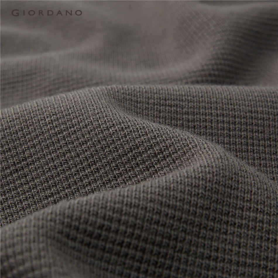 Áo polo nữ GIORDANO 05313451 dệt kim vải waffle dáng rộng tay ngắn thả vai màu trơn thời trang