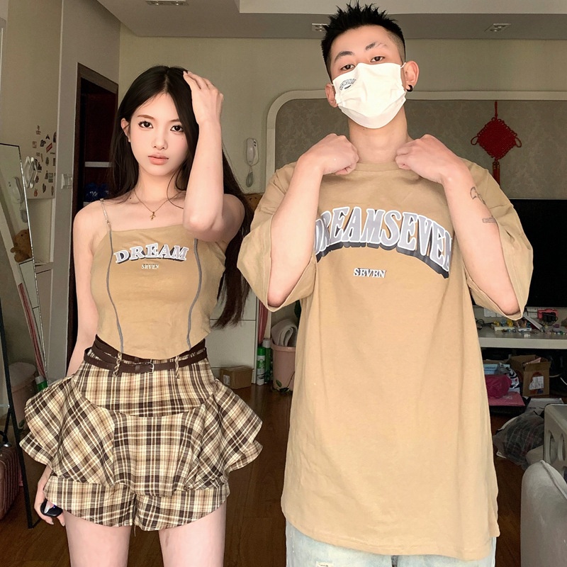 Áo Thun Tay Ngắn In Chữ Hakama Thời Trang Mùa Hè 2023 Cho Cặp Đôi đồ bộ đôi chân váy croptop Áo thun