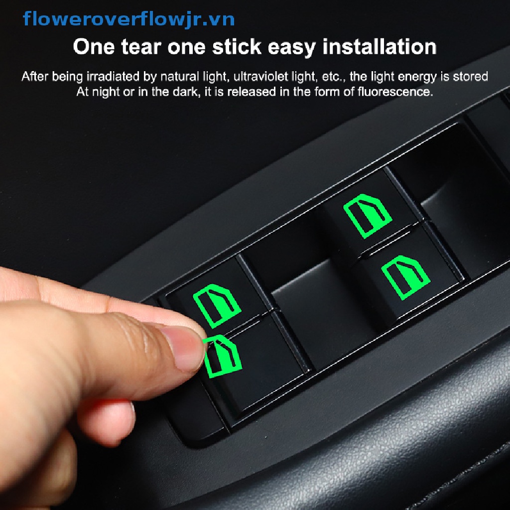 Miếng Dán Nút Công Tắc Điều Khiển Cửa Sổ Họa Tiết Dạ Quang Phát Sáng Ban Đêm Cho Xe Hơi