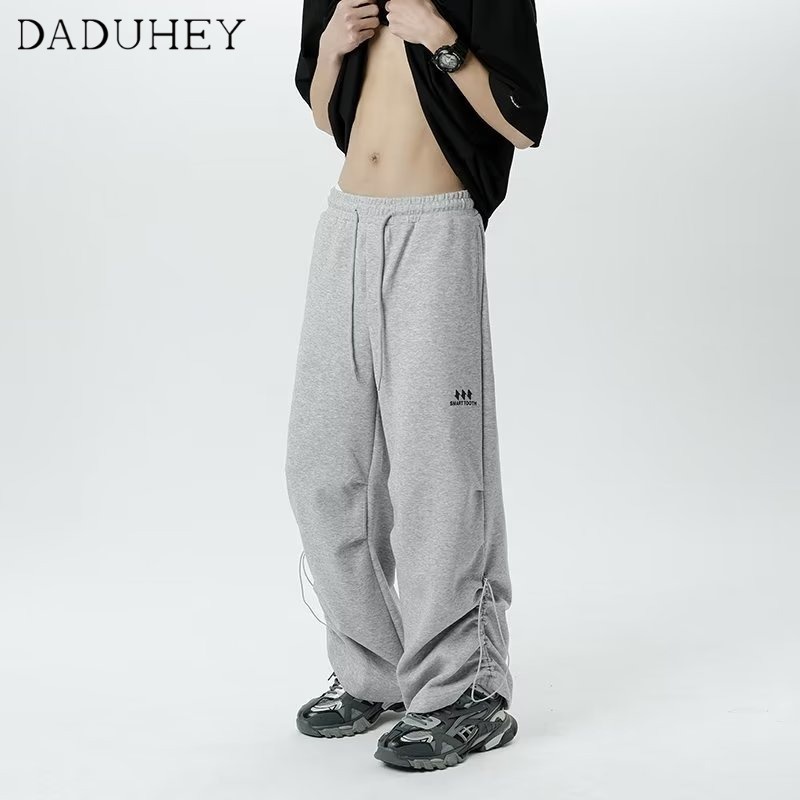 DaDuHey Men's 2023 New Hong Kong Style Fashion Printed All-Matching Sweatpants Loose Sports and Leisure Jogging Pants