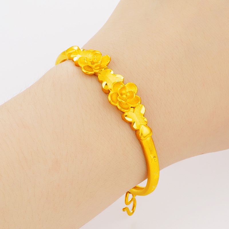 Pmrawc | Vòng Tay Mạ Vàng 24K Đính Hoa Hồng FS654