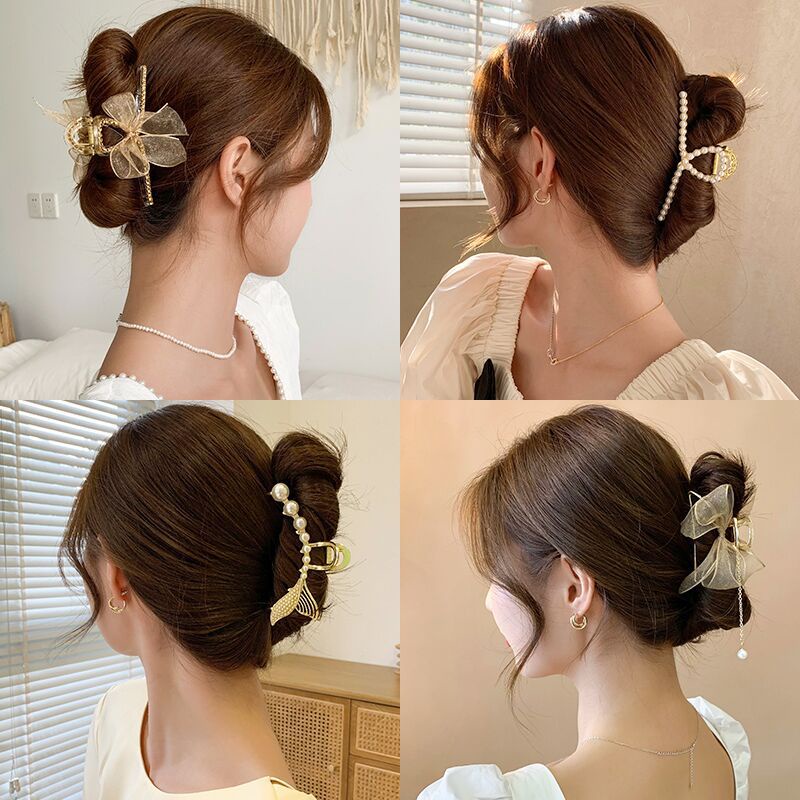 1 Kẹp Tóc Cỡ Lớn 11cm Đính Tua Rua Thời Trang Hàn Quốc