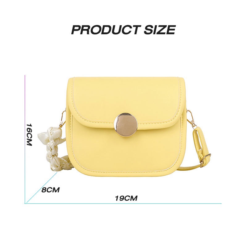 Ck Túi Đeo Chéo Da PU Dáng Vuông Nhỏ Màu Trơn Thời Trang Hàn Quốc