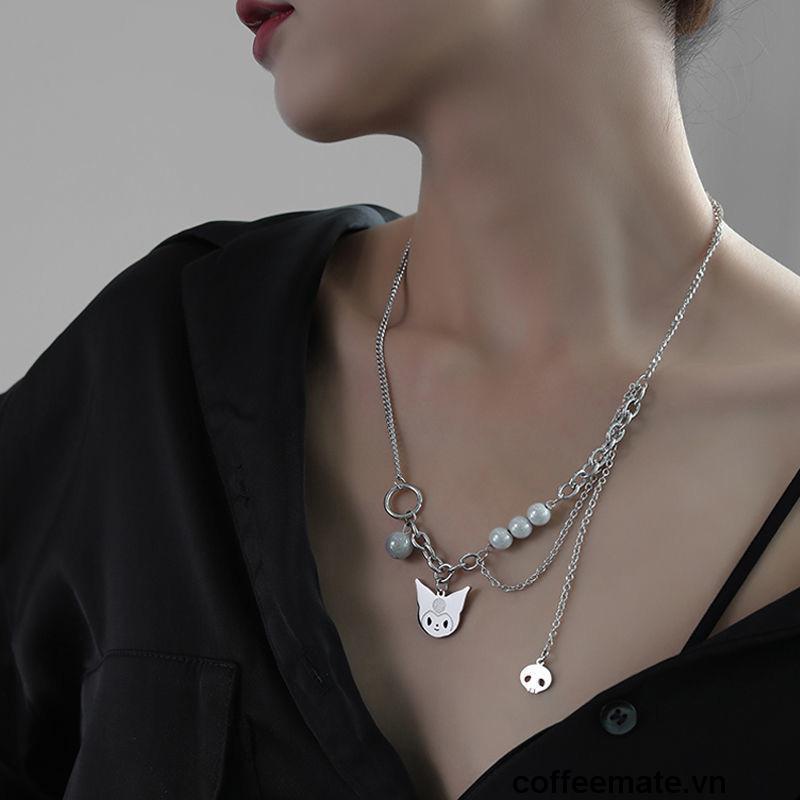 【coffeemate】⚡ Kulomi Cat Reflective Pearl Mosaic Vòng cổ nhẹ sang trọng Chuỗi cổ