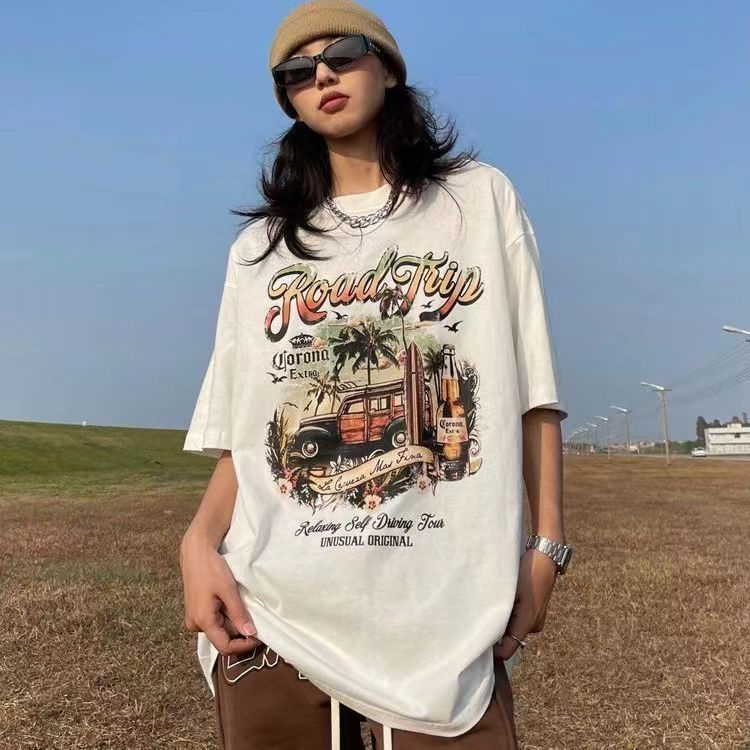 Áo in hình dáng rộng áo thun unisex áo vintage áo y2k cá tính
