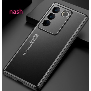 Dành cho vivo V27 Pro V29 Pro 5G Bảo vệ ống kính Dấu vân tay không dính Thân thiện với da Cảm giác Vỏ điện thoại chống sốc kim loại mờ cao cấp