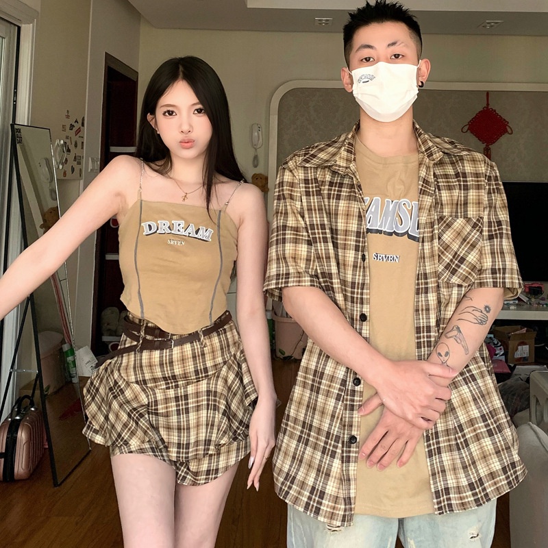 Áo Thun Tay Ngắn In Chữ Hakama Thời Trang Mùa Hè 2023 Cho Cặp Đôi đồ bộ đôi chân váy croptop Áo thun