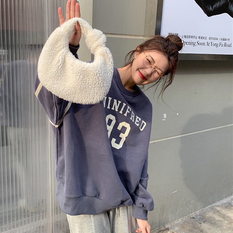 IELGY   Áo sweater Tay Dài Dáng Rộng Dày Dặn Phong Cách retro Hợp Thời Trang Cho Nữ