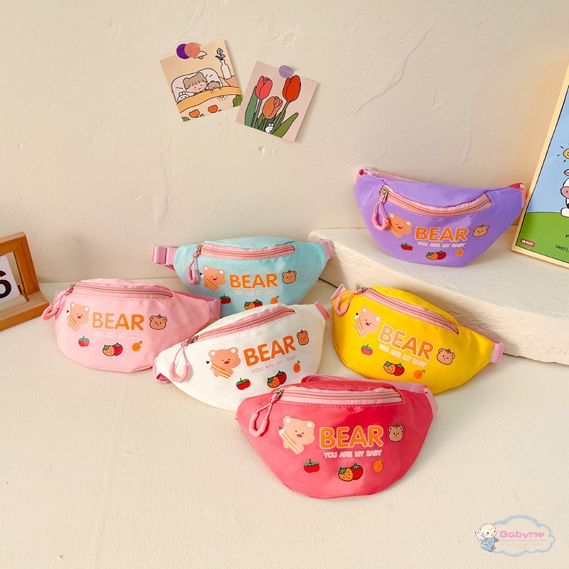 Túi Đeo Chéo Nhỏ Gọn Nhẹ In Họa Tiết Trái Cây / Chữ Hoạt Hình Phong Cách Hàn Quốc Dễ Thương Cho Bé