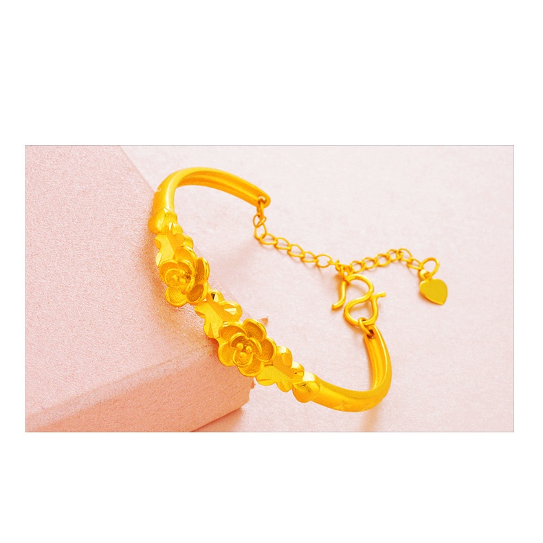 Pmrawc | Vòng Tay Mạ Vàng 24K Đính Hoa Hồng FS654