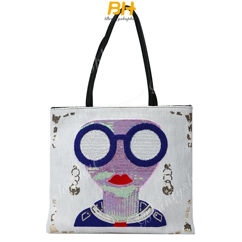 Túi Tote Đeo Vai Cầm Tay Một Bên Vai Đính Kim Sa Mới 2023