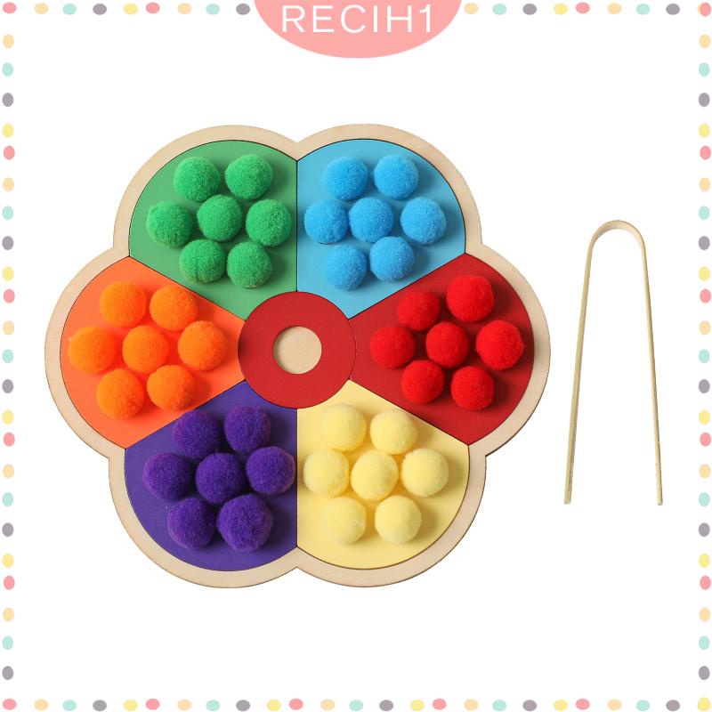 [Recih] Trò Chơi Hạt Gỗ Cảm Biến Kỹ Năng Động Cơ Mịn Phân Loại Montessori Giáo Dục Cho Bé