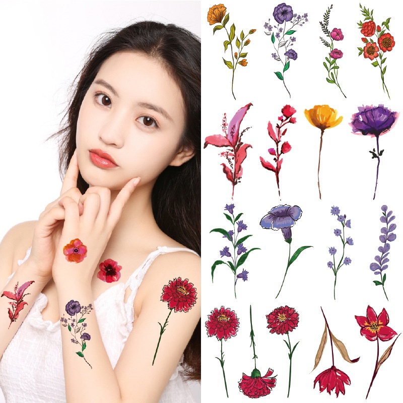 Hình Xăm Dán Chống Thấm Nước Hình Hoa Oải Hương / Hoa Nhỏ Nhiều Màu Sắc Dành Cho Nữ