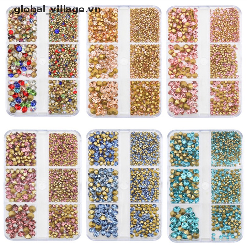 Hộp 6 Ngăn Đựng Đá Pha Lê Trang Trí Móng Tay Nghệ Thuật