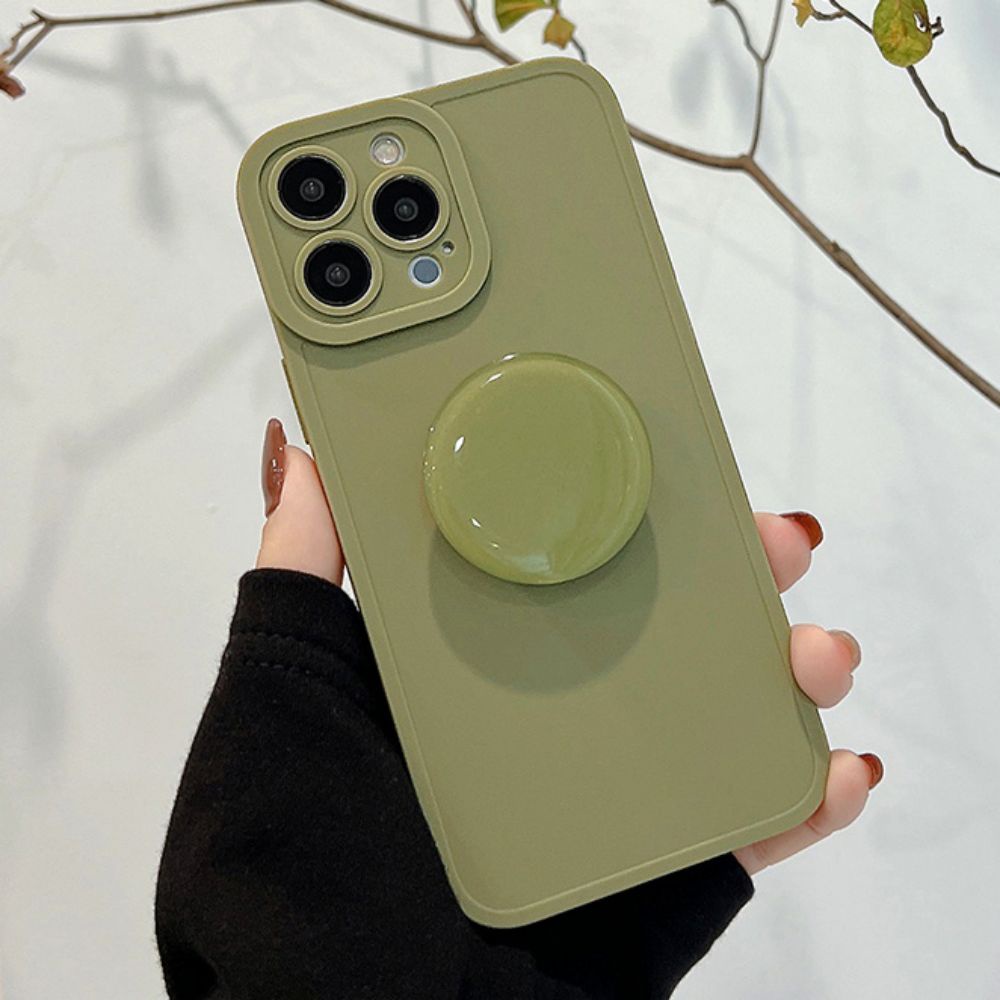 Ốp Điện Thoại Silicon Dẻo Màu Trơn Gắn Giá Đỡ Chống Trượt / Rơi Vỡ Cho IPhone 11 12 13 14 Pro Max