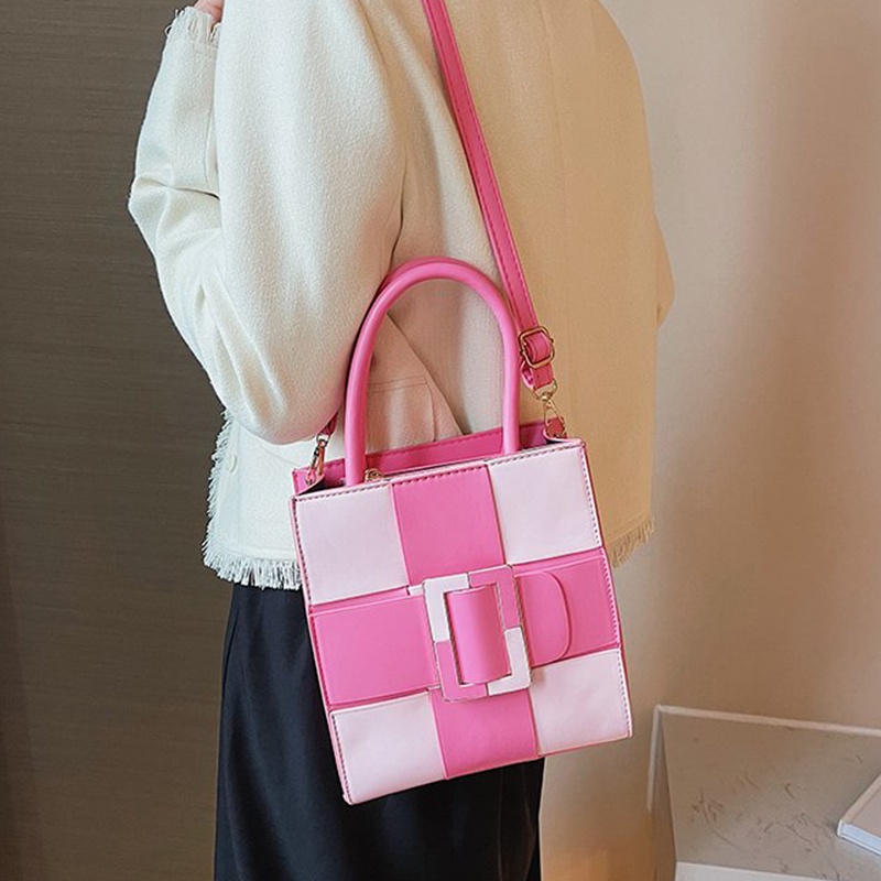 Túi Đeo Vai Họa Tiết Kẻ Sọc Màu Sắc Tương Phản Phong Cách Cổ Điển Thời Trang Cho Nữ