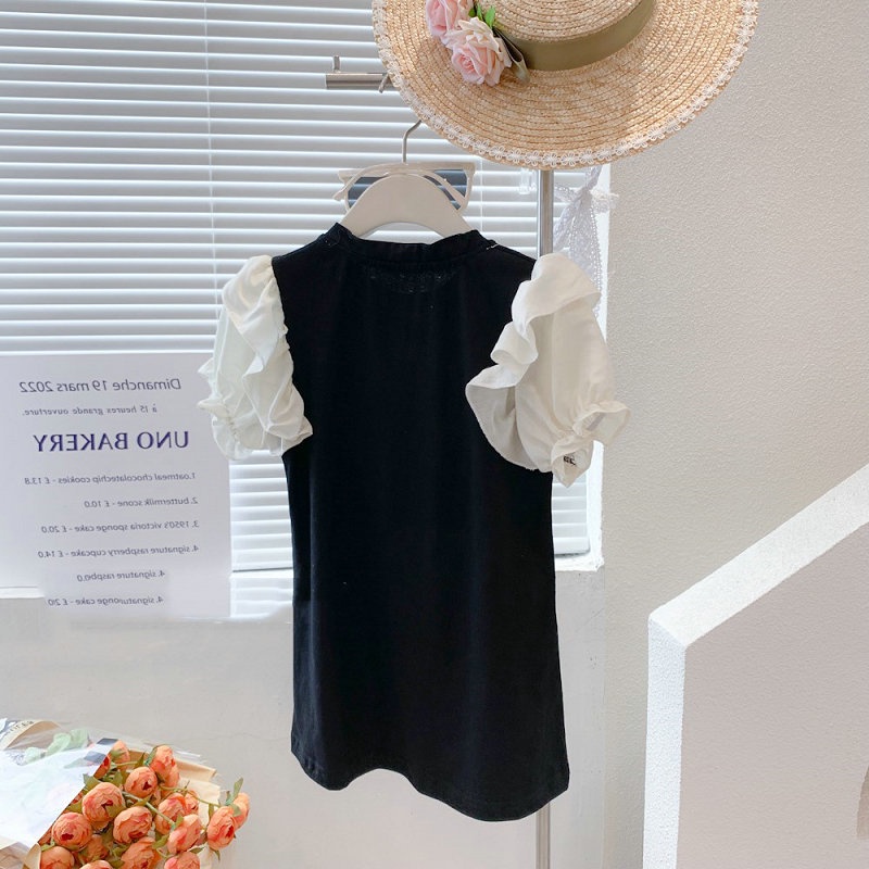 Đầm Thun Dài Thắt Nơ Tay Bay Ba Chiều Thời Trang Mùa Hè Mới Dành Cho Bé Gái 1-6 Tuổi