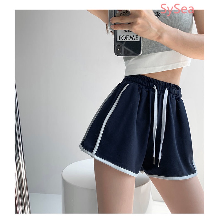 Quần Short Thể Thao Lưng Cao Kiểu Dây Rút Plus Size Cho Nữ