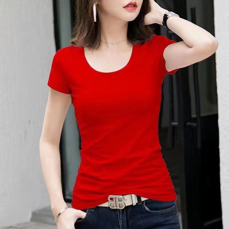 Áo Thun Dài Tay Cổ Tròn Màu Sắc Đơn Giản Cho Nữ