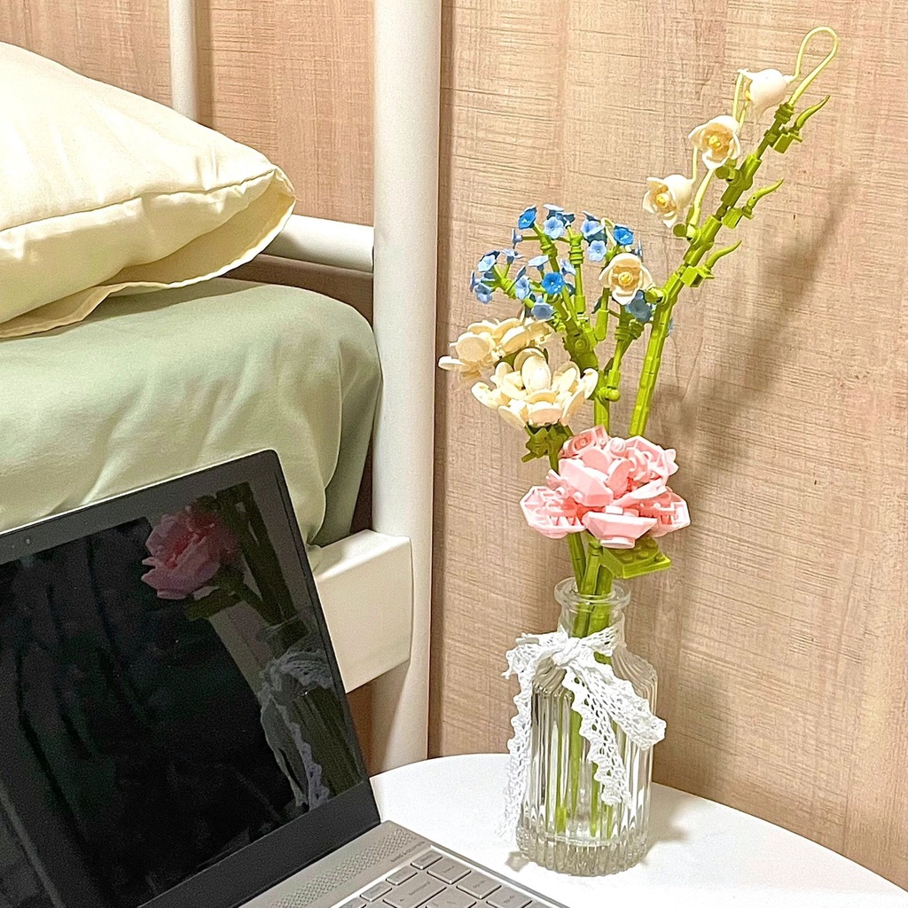 Bộ Đồ Chơi Lắp Ráp Hình Bó Hoa Hồng Sáng Tạo DIY Dành Cho Bé Gái