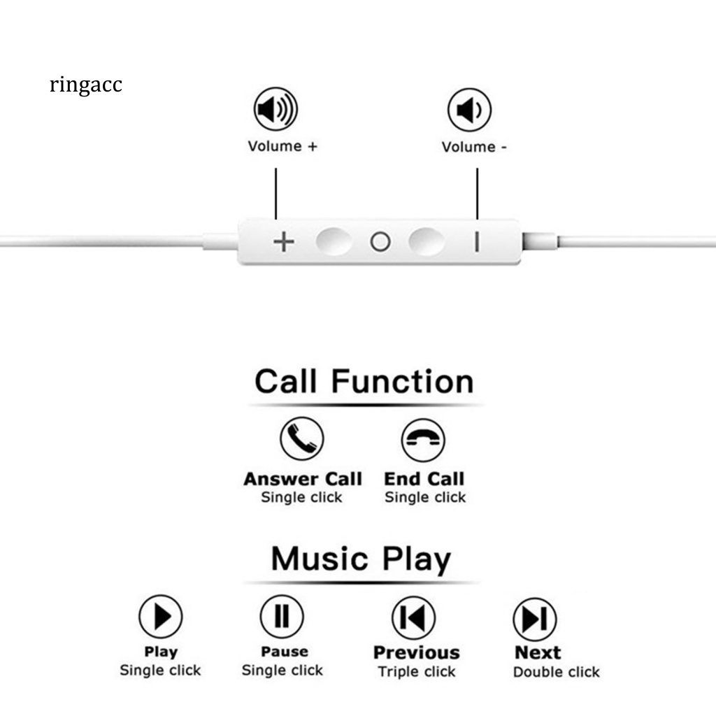 Tai Nghe Nhét Tai RGA ABS Có Dây Kèm Mic Loại C Chuyên Dụng Cho iOS Android Huawei