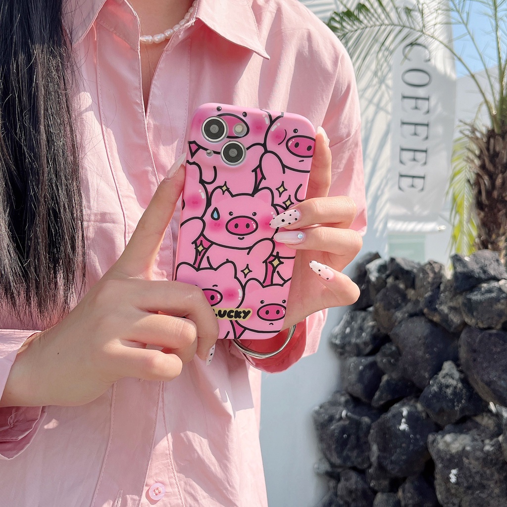 Ốp Điện Thoại Màu Hồng Họa Tiết Chú Heo Dễ Thương Dành Cho Iphone 14 Pro max 13 12 / 11