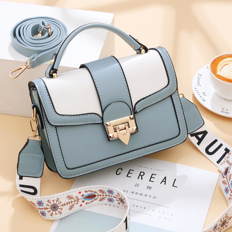 Túi Đeo Chéo Vuông Nhỏ Màu Tương Phản Phong Cách Hàn Quốc Thời Trang Cho Nữ