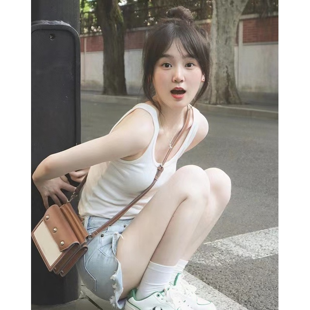 Ethelgirl Áo Hai Dây Thể Thao Màu Trơn Thời Trang Hàn Quốc Cho Nữ