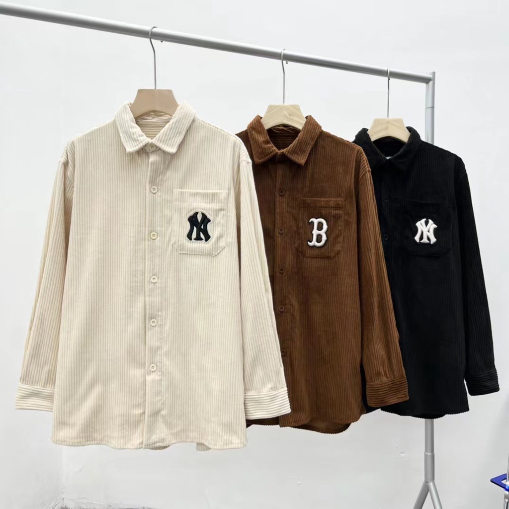 MLB Áo Sơ Mi Hàn Quốc Phong Cách Retro Thời Trang Cho Cặp Đôi