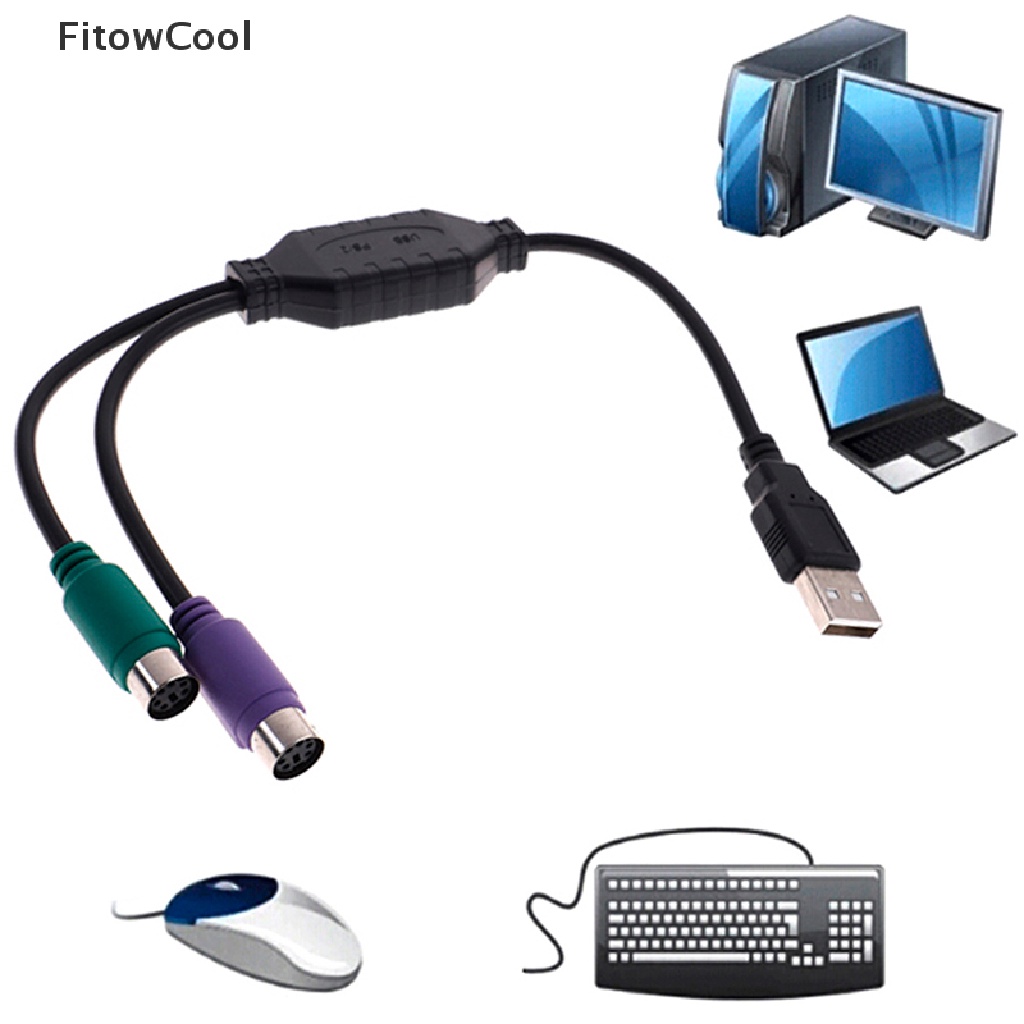 1 Dây Cáp Chuyển Đổi Từ Đầu Cắm USB Sang Ổ Cắm Kép PS2 Cho Chuột Và Bàn Phím QDD