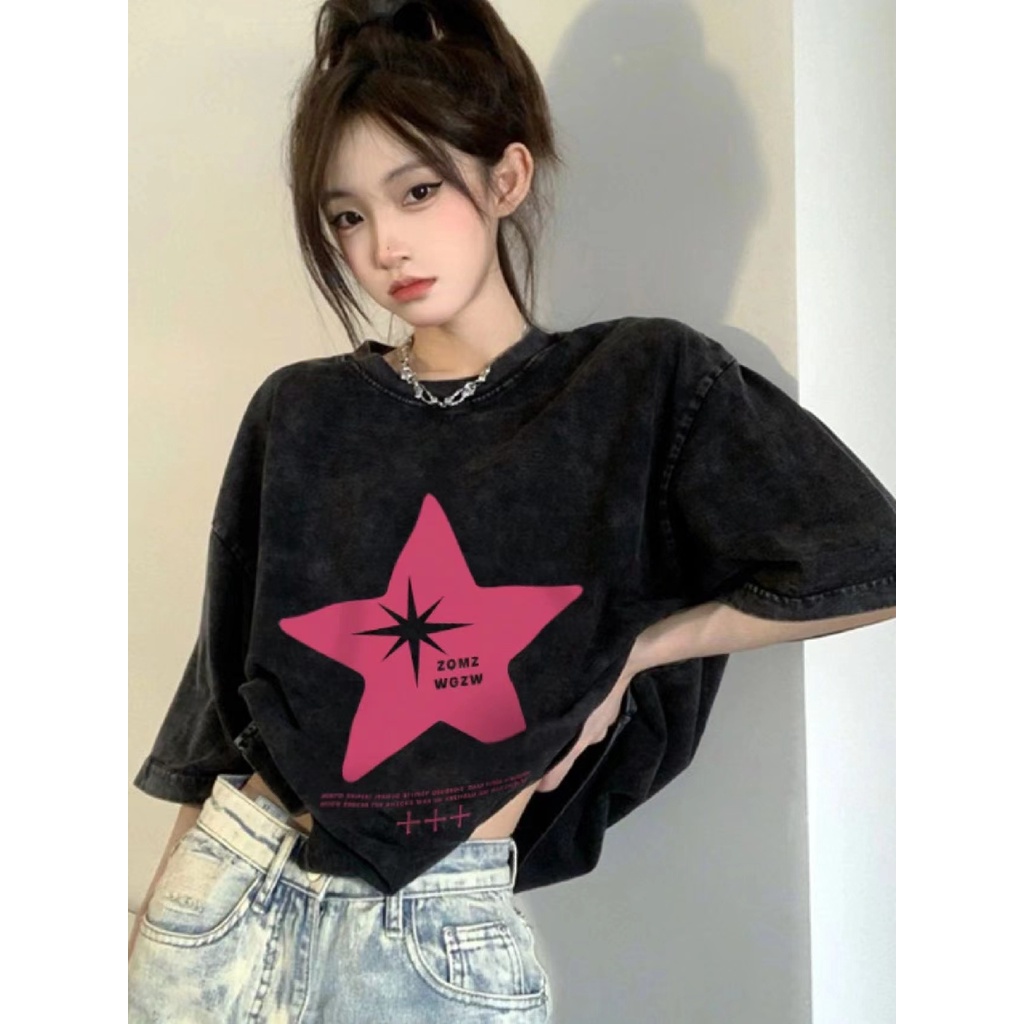 NRVP Áo Thun 100% Cotton Tay Ngắn Dáng Rộng In Họa Tiết Độc Đáo Phong Cách Hàn Quốc Thời Trang Cho Nam Và Nữ