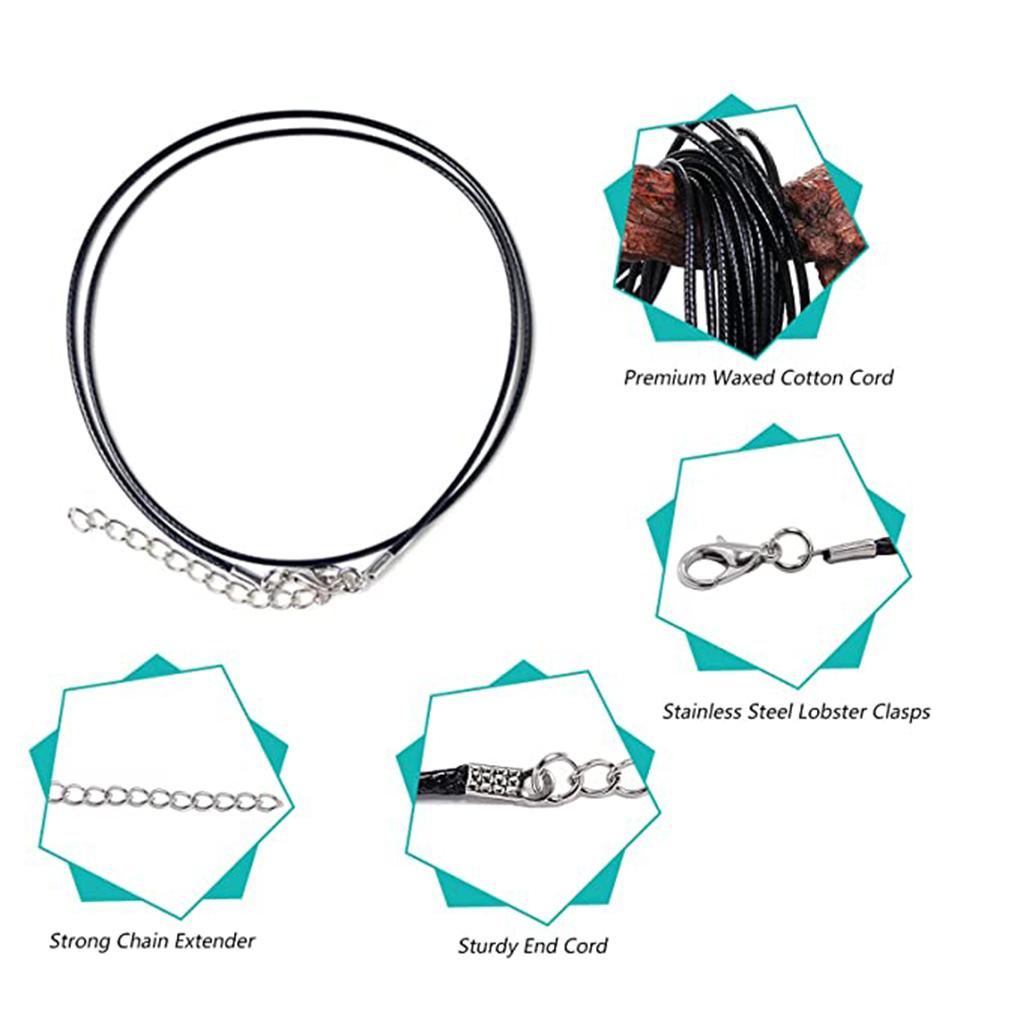 Bộ 30 Dây Da Làm Trang Sức Chống Rách 2mm Màu Đen