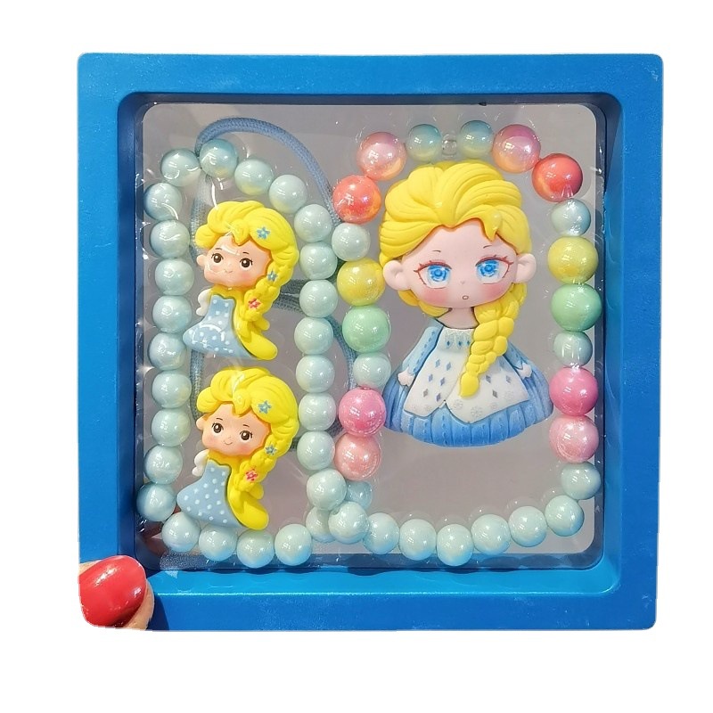 Bộ Vòng cổ + Dây Buộc Tóc Hình Công Chúa Tiên Cá Hoạt Hình Cho Bé Gái