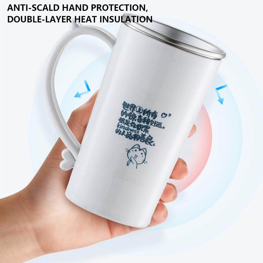 Cốc Uống Nước Bằng Thép Không Gỉ Đa Năng Có Tay Cầm Có Thể Tái Sử Dụng