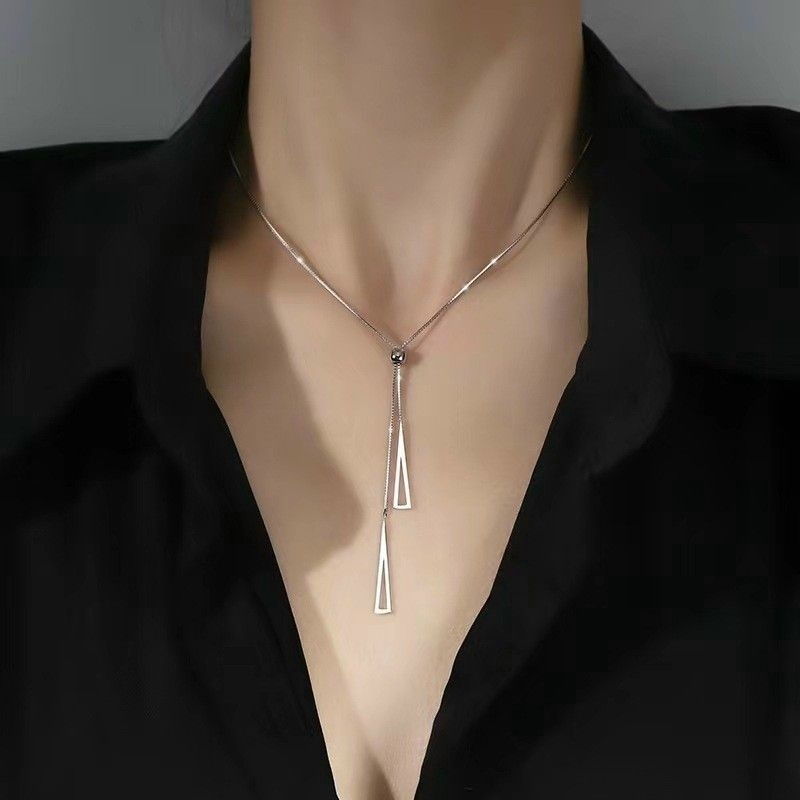 Phụ Kiện Dây Chuyền Chocker Hình Tam Giác Phối Đồ Cá Tính Cho Nam Nữ