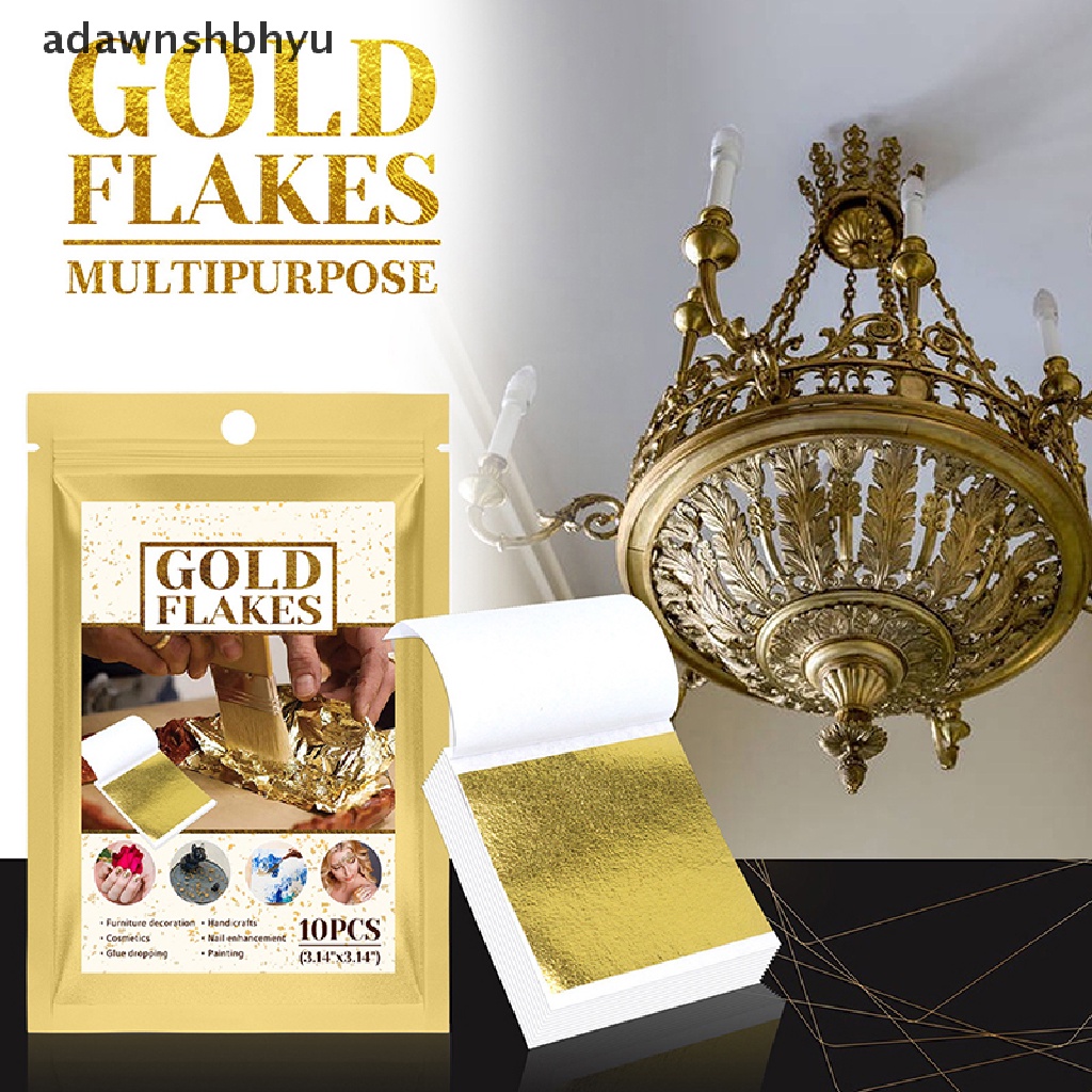 Set 10 Lá Vàng Lấp Lánh Trang Trí Móng Tay