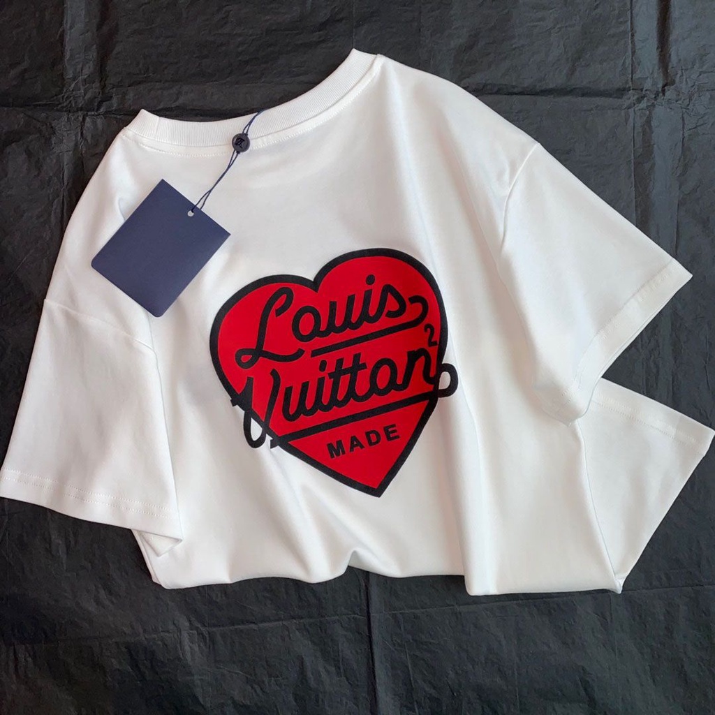 Áo Thun Tay Ngắn In Hình Trái Tim + Dây Treo Thời Trang Cho Cặp Đôi L1V