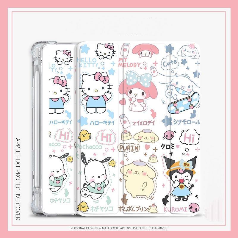 SANRIO Bao Da Máy Tính Bảng Họa Tiết Hello kitty Cho iPad gen7 8 9 pro10.2 11 inch 2017 / 18 mini 4 5 6 air 1 2 3 2021 2022