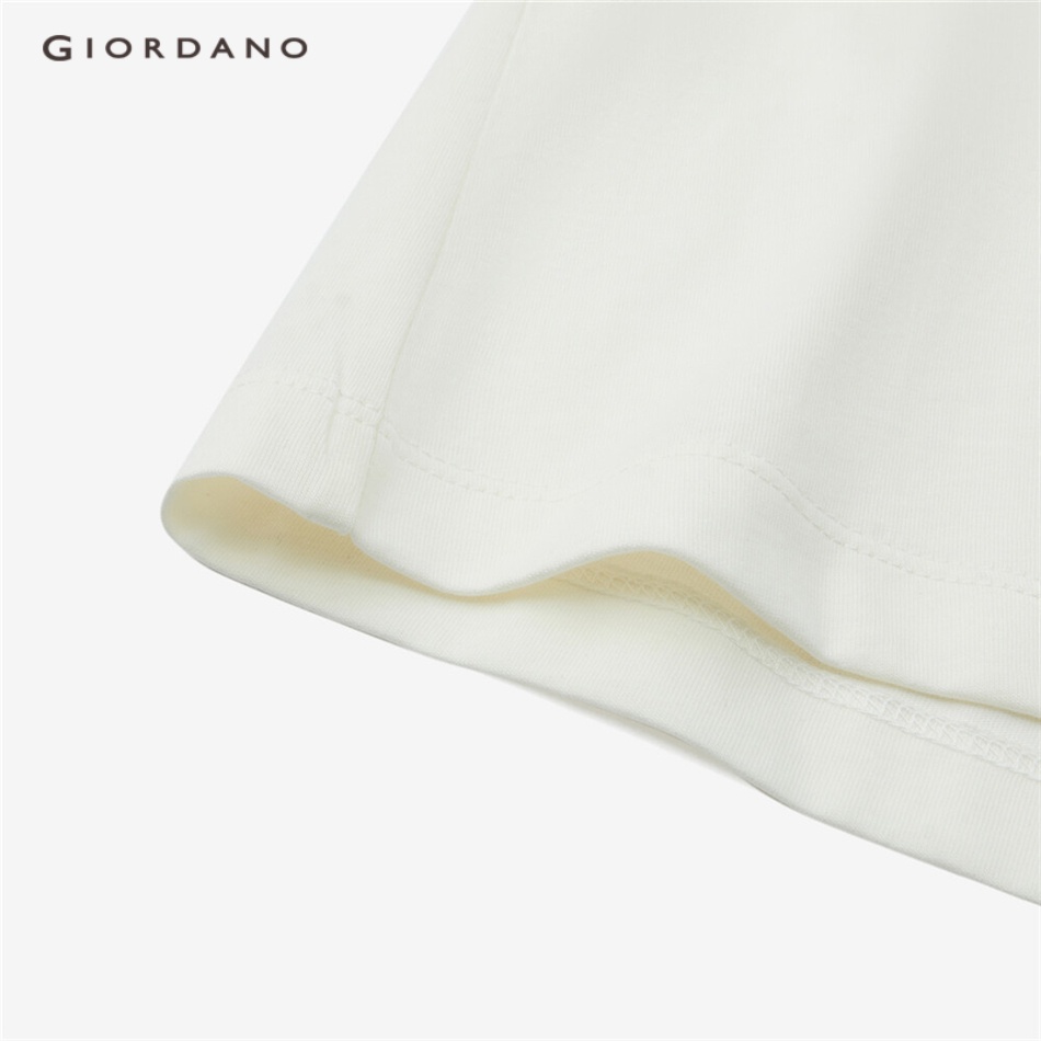 Áo thun GIORDANO 05323435 tay kiểu raglan thêu họa tiết phối màu tương phản cho nữ