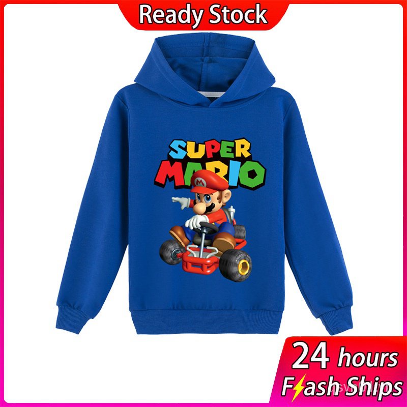 Áo Hoodie Tay Dài In Hình Super Mario Bros Phong Cách Hàn Quốc Thời Trang 2021 Dành Cho Trẻ Em