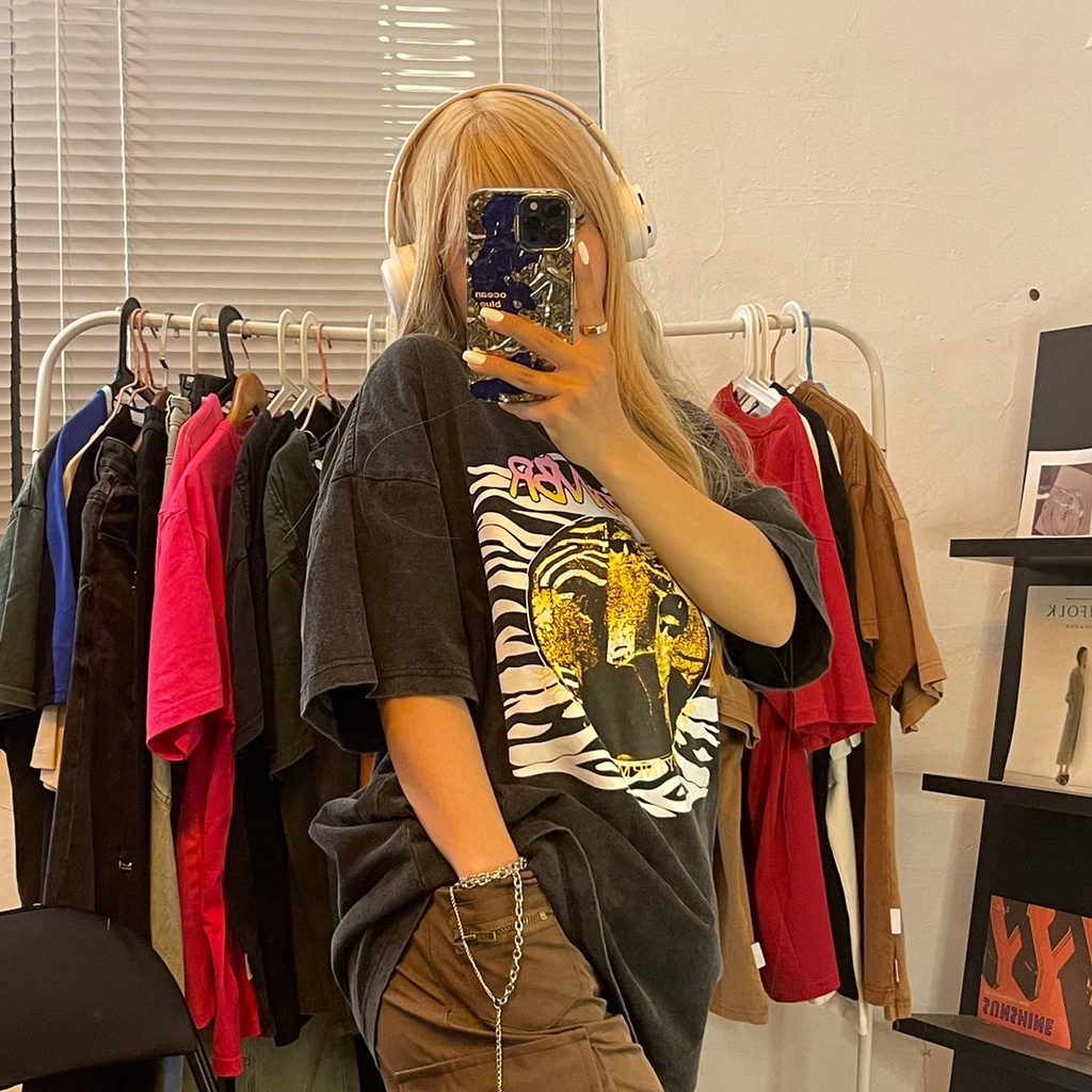 NRVP Áo Thun 100% Cotton Tay Ngắn Dáng Rộng In Họa Tiết Độc Đáo Phong Cách Hàn Quốc Thời Trang Cho Nam Và Nữ