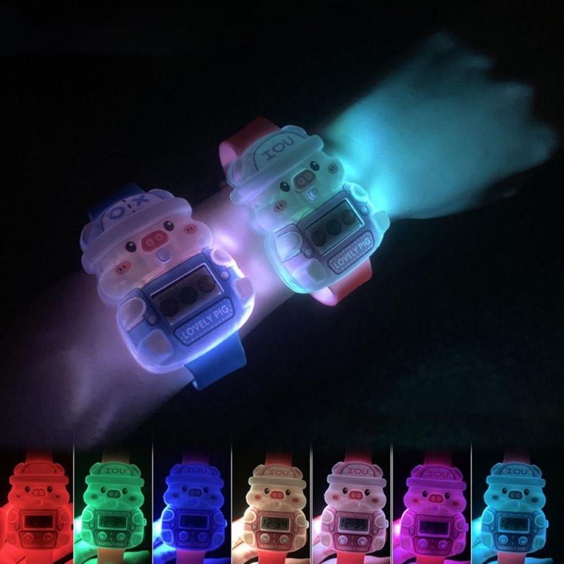 Đồng Hồ Điện Tử Dạ Quang Hình Chú Heo Dễ Thương Cho Bé