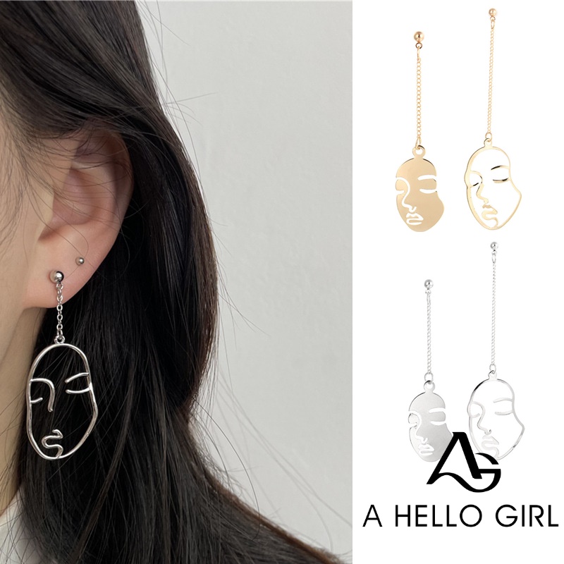 Ahellogirl Bông Tai Hình Khuôn Mặt Nghệ Thuật Dành Cho Nữ