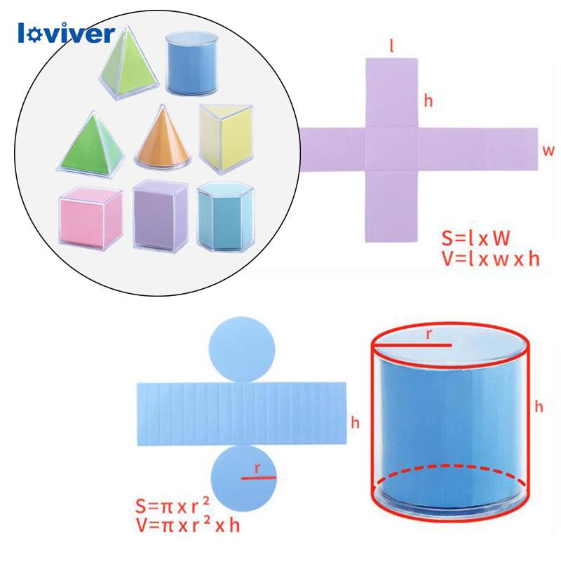 Set 8 Đồ Chơi Hình Học 3D Phân Loại Montessori Cho Bé