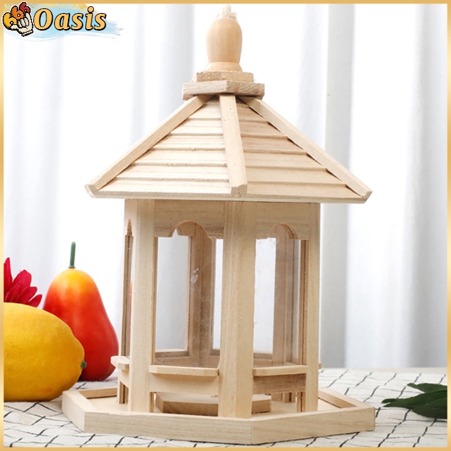 Nhà Chim Hình Lục Giác Bằng Gỗ Dùng Trang Trí Sân Vườn