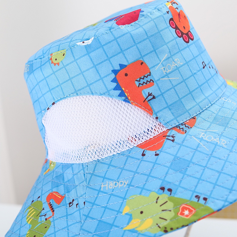 Mũ Chống Nắng Đi Biển Vành Rộng Họa Tiết Khủng Long Hoạt Hình Thời Trang Mùa Hè Cho Bé Trai
