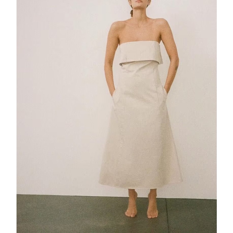 Zara Áo Khoác COTTON Dáng Dài Trễ Vai Thời Trang Mùa Xuân Quyến Rũ Cho Nữ 3152316