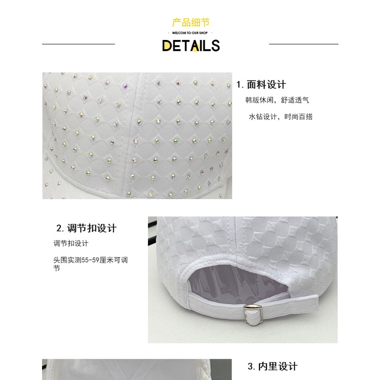 Mũ Lưỡi Trai Chống Nắng Đính Kim Cương Thời Trang Hàn Quốc Dành Cho Nữ