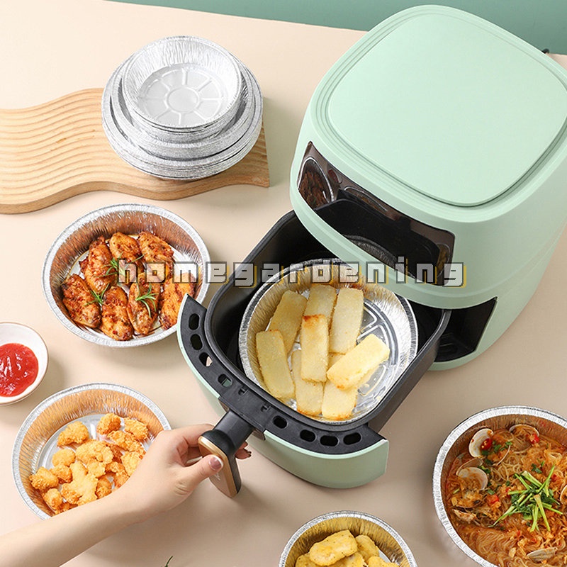 Set 10 Tấm Lót Nồi Chiên Không Dầu Chống Dính Hình Tròn 6 / 7 / 8 / 9 Inch Bằng Lá Nhôm Dùng Một Lần
