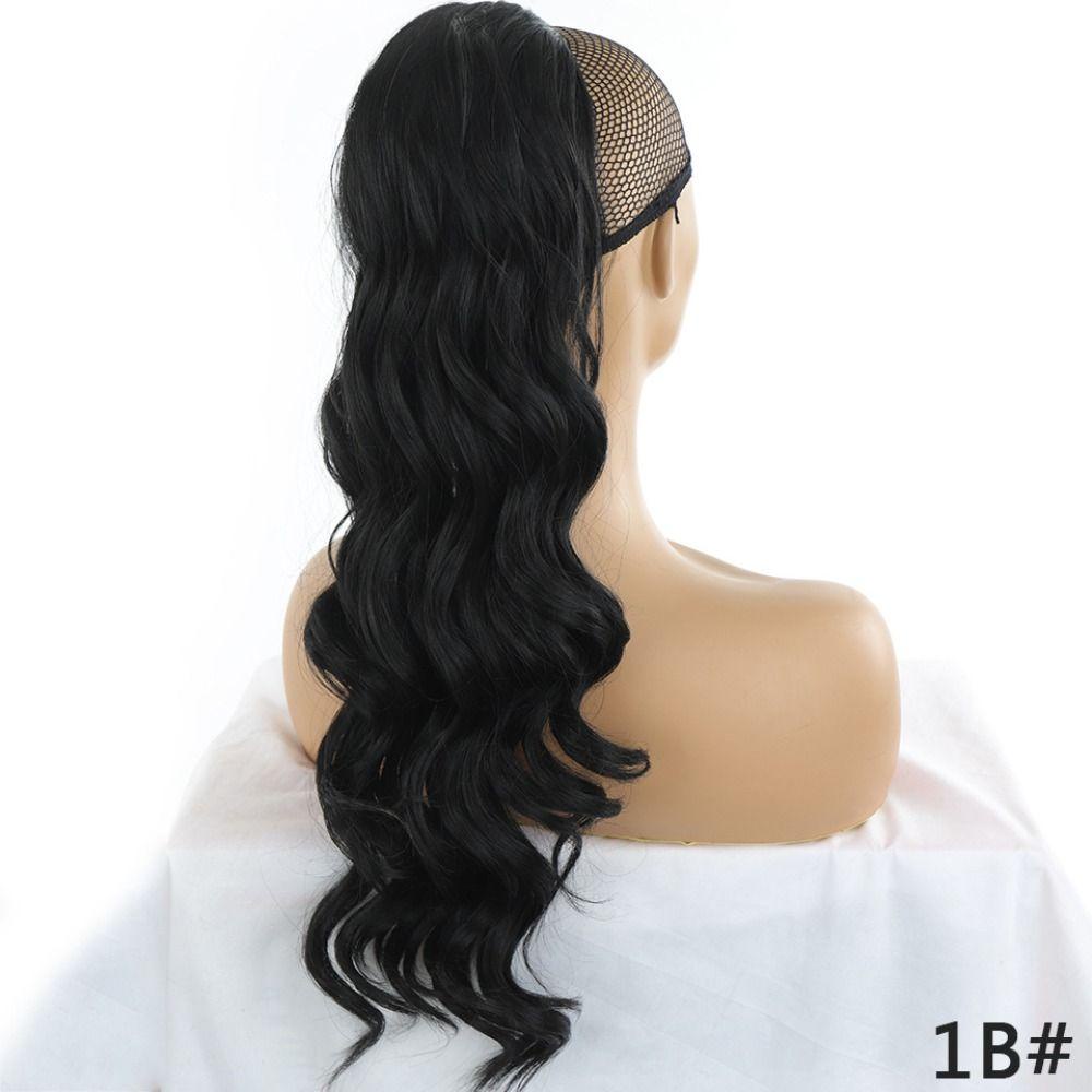 BACK2LIFE Tóc Giả Đuôi Ngựa Dài Xoăn Dày Tự Nhiên Màu Nâu